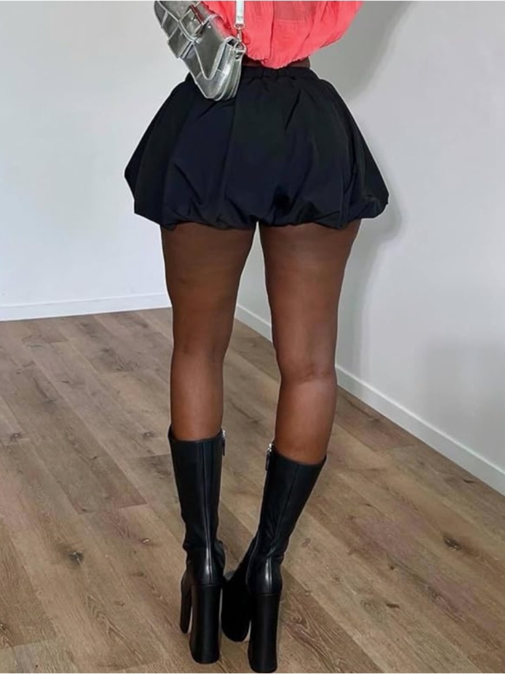 Y2K Bubble Micro Skirt in Black